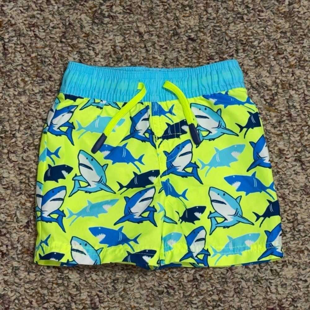 Boys size 18 months swim trunks Shark Print Swim Shorts, wave zone, summer, pool